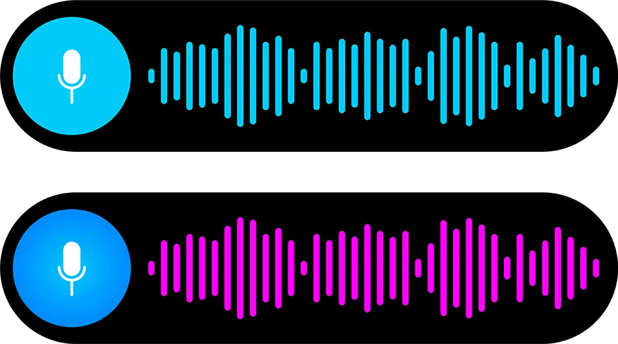 Two audio sound waves in differnet colors.